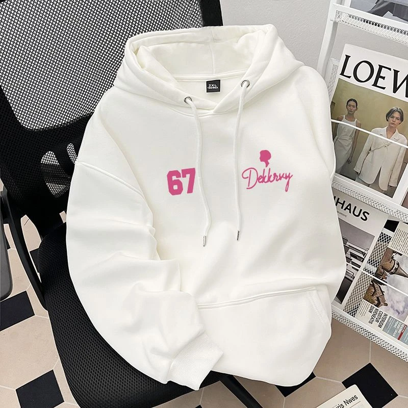 特大码300斤休闲加绒加厚外套秋冬季印花宽松连帽卫衣男百搭上衣