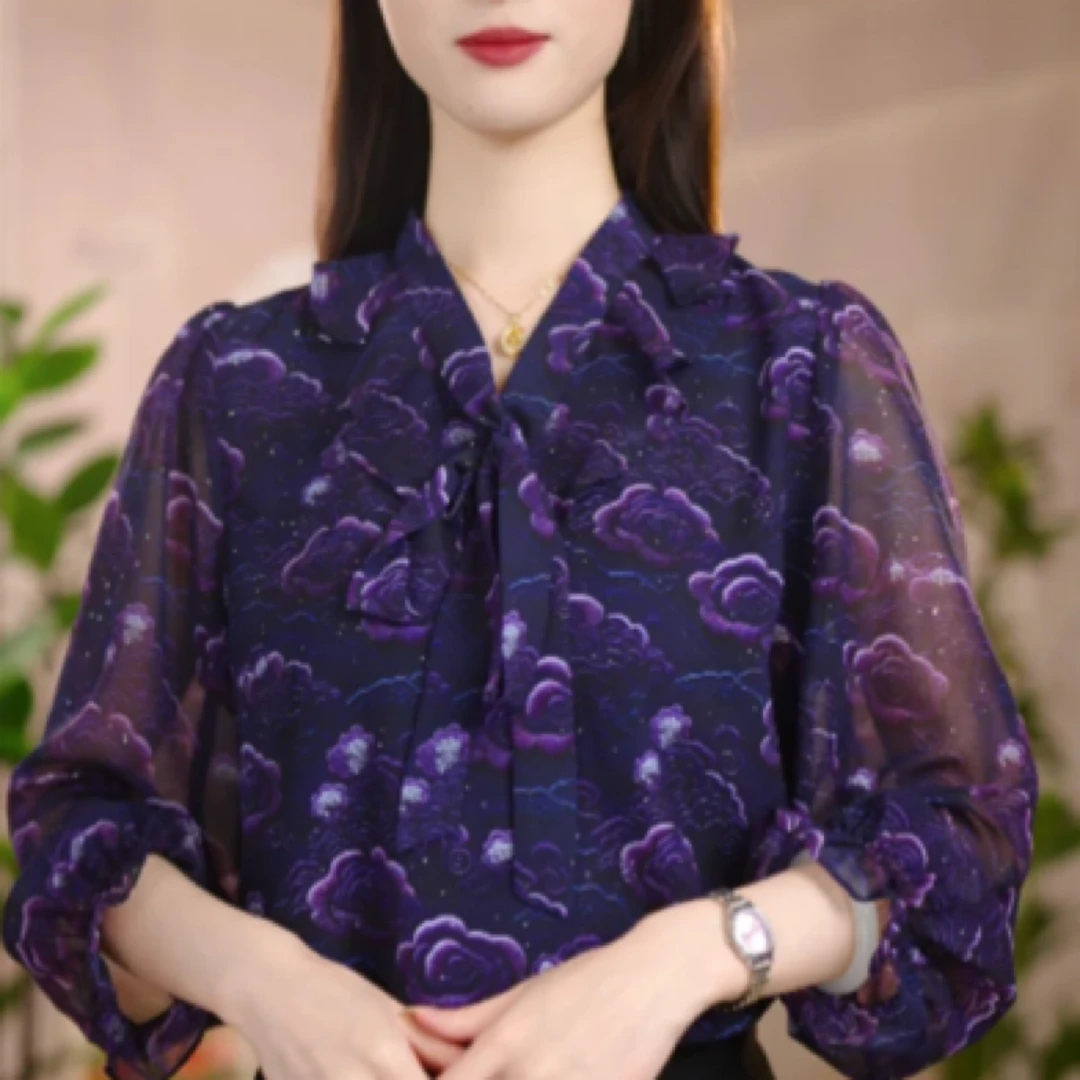 2025新款瑞彩祥云优雅气质典雅衬衫春夏款 629