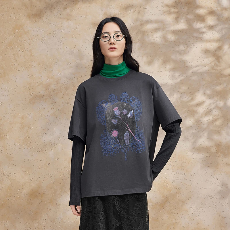 播紧密罗纹圆领T恤BDR2YD1542