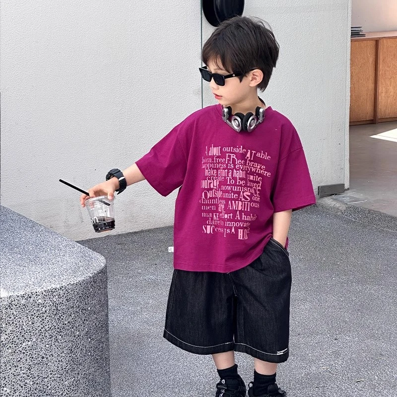 童装男童短袖t恤儿童夏装2025新款小男孩半袖纯棉洋气休闲上衣潮