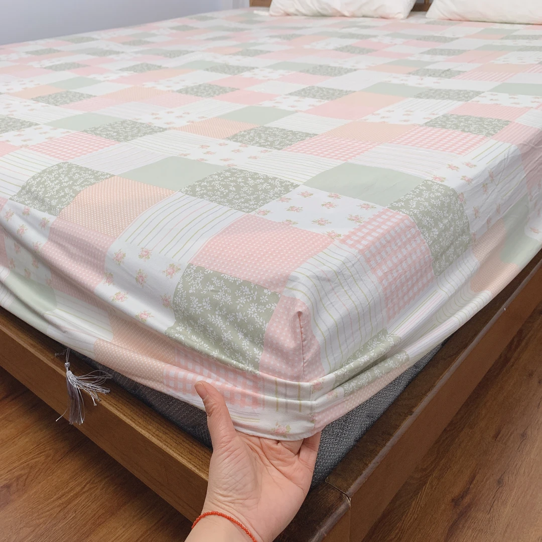 【百福绿】精梳斜纹加厚磨毛木棉1.8X2床笠床垫保护套床品四季可用