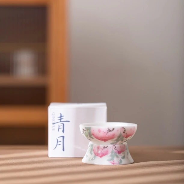 时节 冰种玉瓷粉彩五桃茶漏