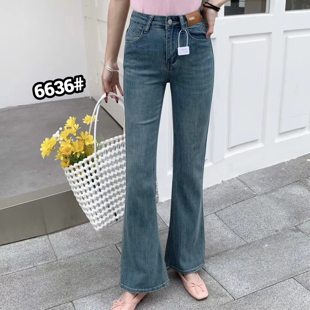 洋气喇叭牛仔裤6636中高腰百搭显瘦显腿长女裤子