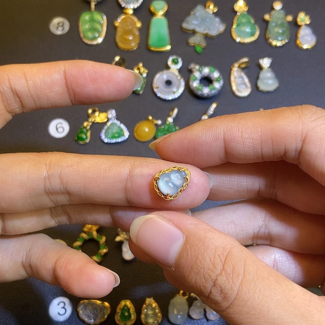 翡翠银S925镶嵌吊坠(不含链)