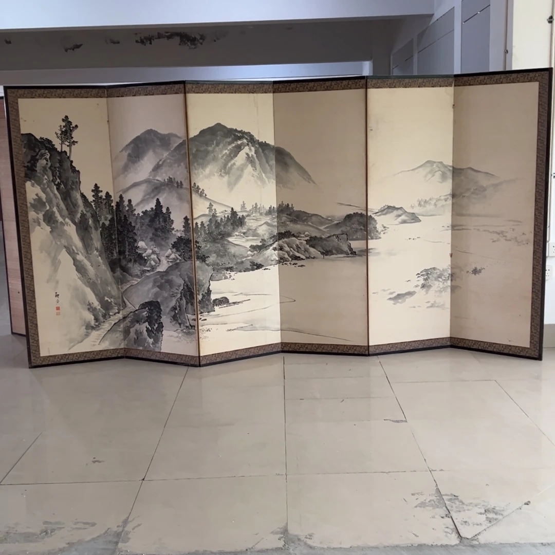 绘画屏风框画茶空间设计