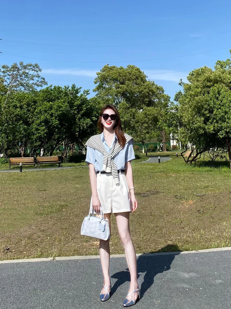 夏季时尚新款韩系通勤洋气衣服女衬衣显瘦上衣百搭披肩休闲风裤子