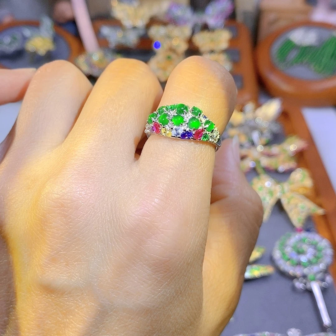 颈饰银S925镶嵌翡翠