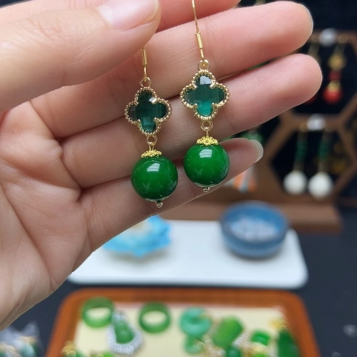 未镶嵌翡翠耳饰绿色