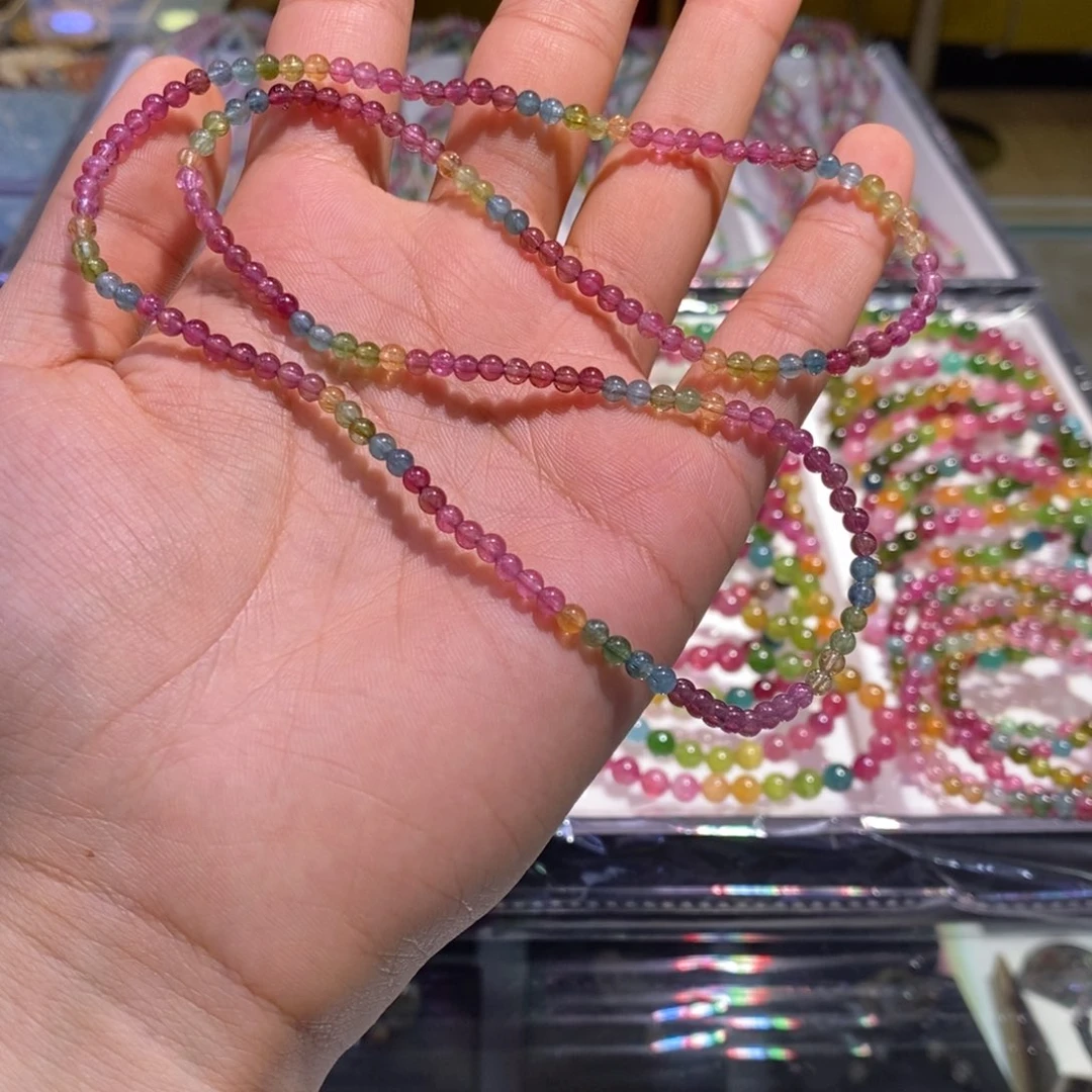 手串碧玺未镶嵌天然彩虹碧玺三圈