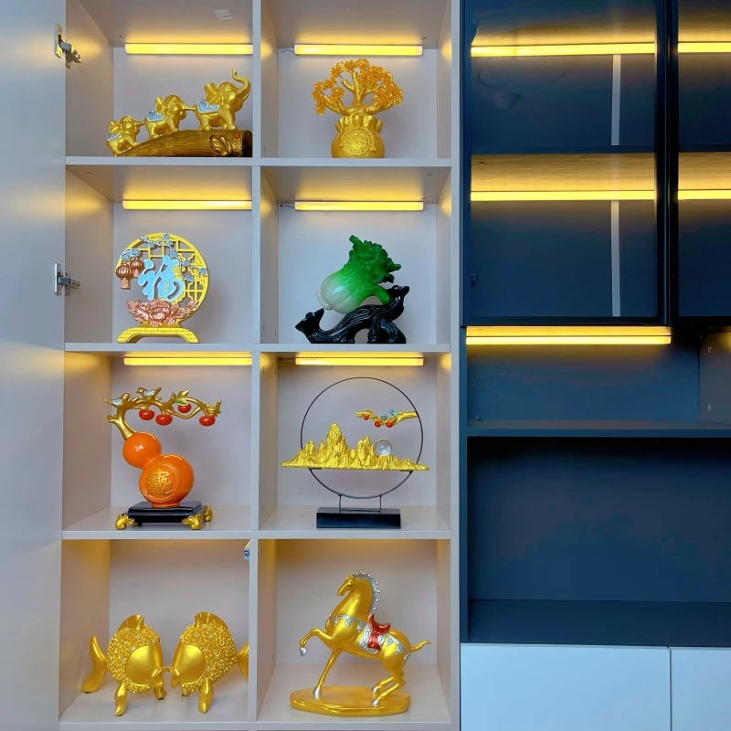新中式高颜值客厅家居电视柜酒柜乔迁新居装饰八格礼物工艺品摆件