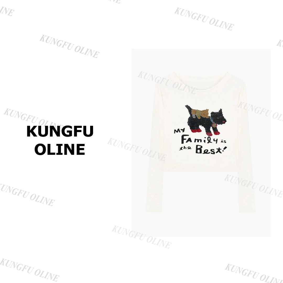 【小狗防晒】CT3850流行款卡通印花圆领长袖新款潮流休闲上衣