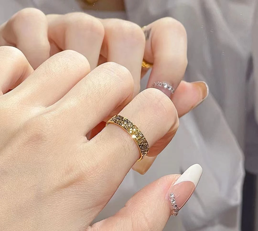 合金戒指 【爆闪碎冰冰戒指】经典轻奢波纹设计情侣对戒简约不掉色