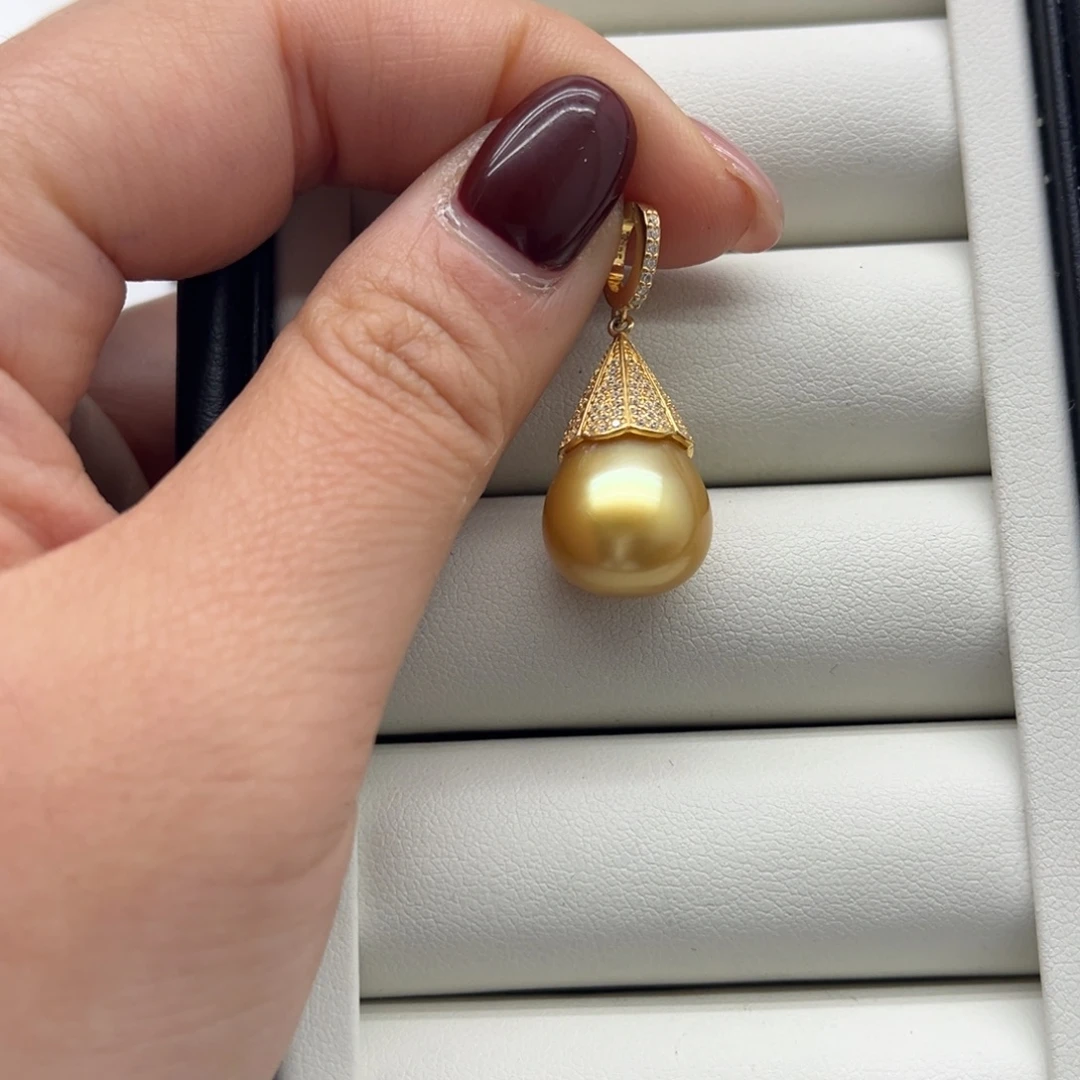 银S925镶嵌海水珍珠吊坠(不含链)