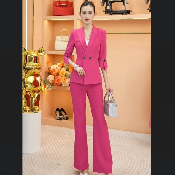 8631夏季新款修身薄款时尚气质工作短袖小个子职业通勤女神范西装