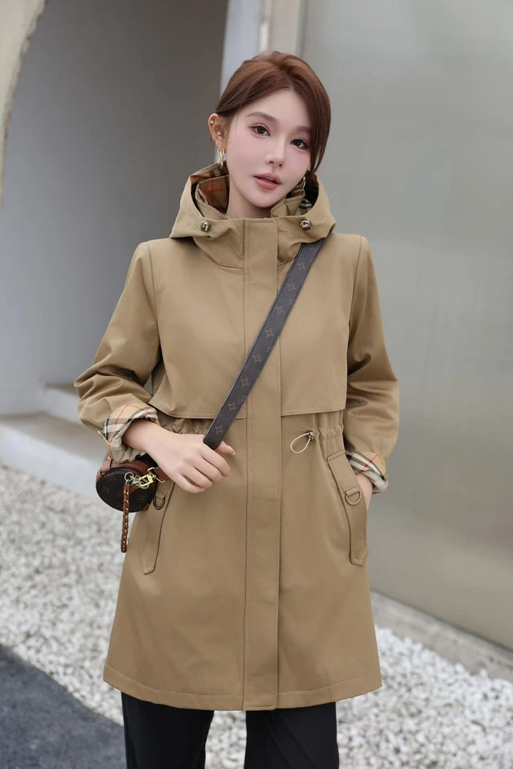 A555风衣轻奢夏季设计师定制中长款连帽风衣