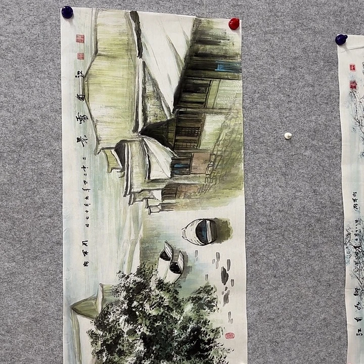 国画花鸟等图案为一体