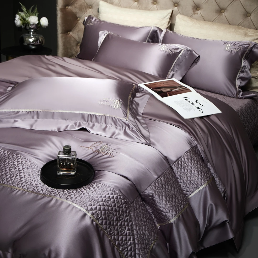 高级感防滑夹棉床盖四件套全棉纯棉轻奢简约大气被套四季床品套件