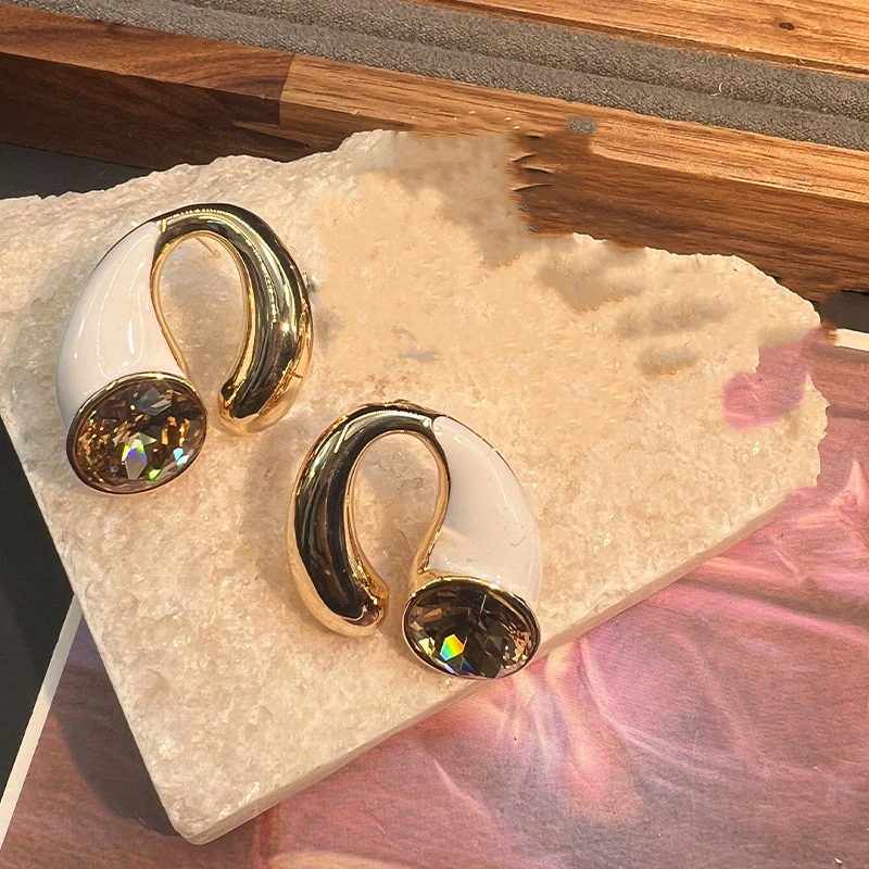 铜合金珐琅耳饰 新款法式小众极简风气质时尚百搭个性-236