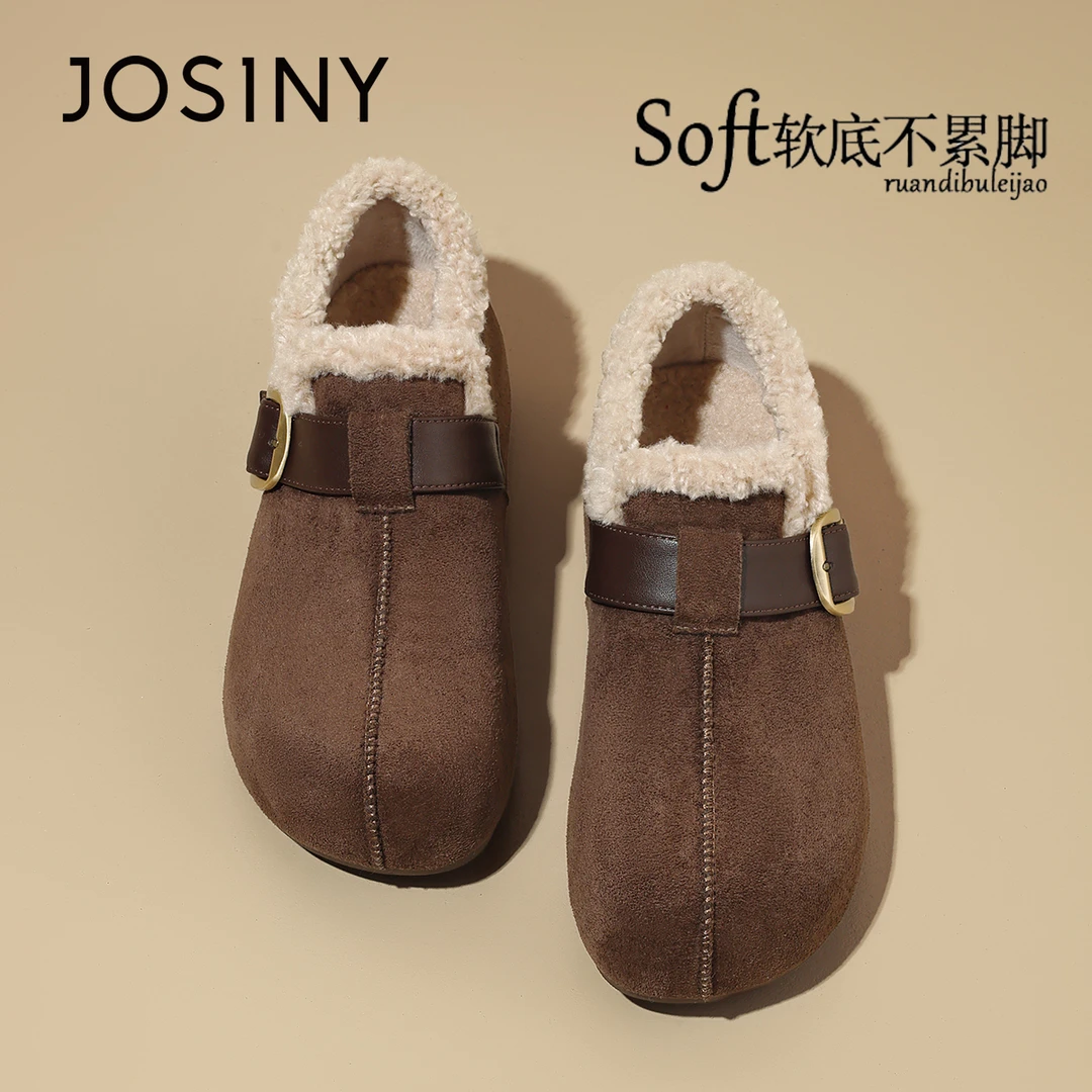 卓诗尼加绒勃肯鞋女2025冬季爆款小个子内增高保暖棉鞋复古休闲鞋