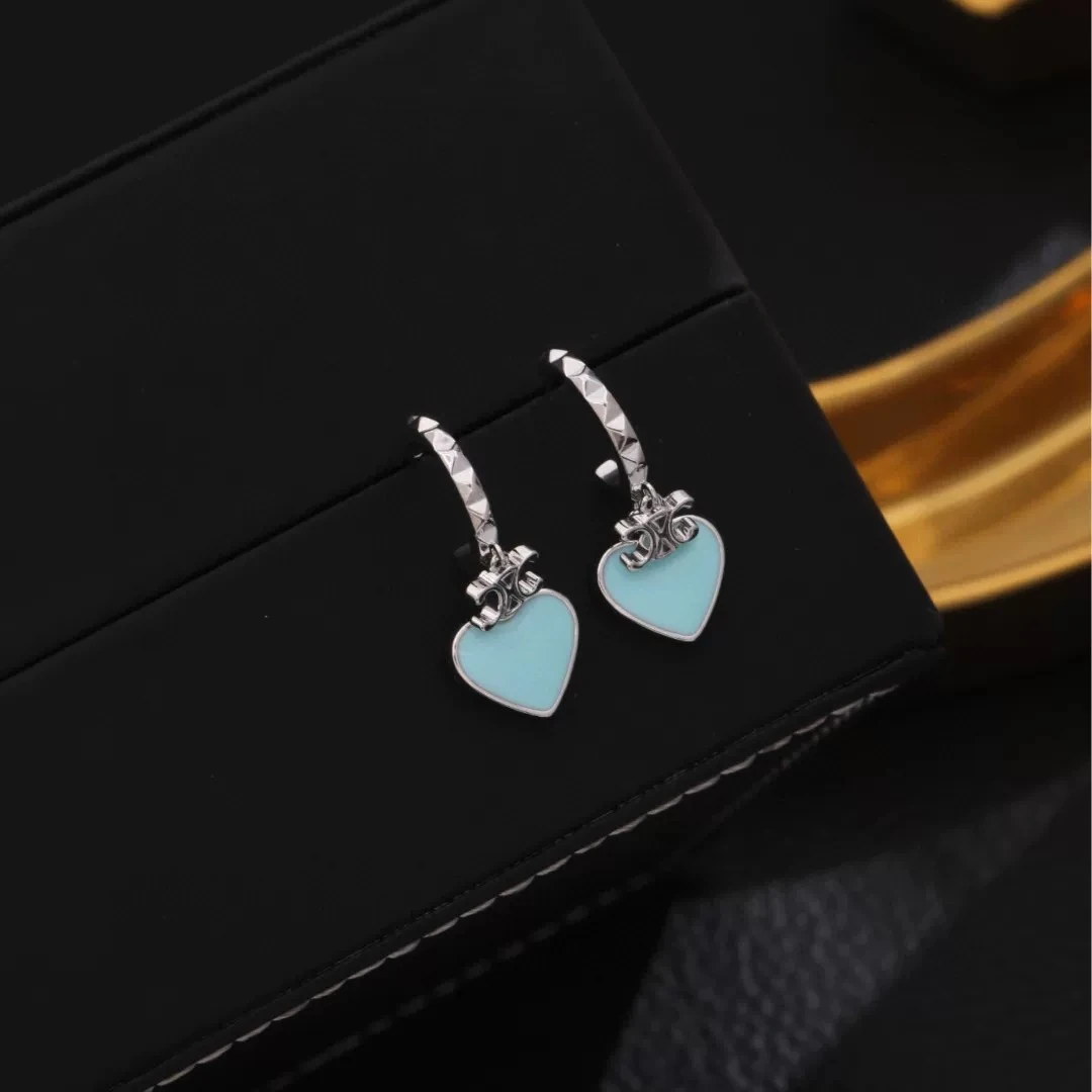 铜合金耳饰 ES-205超显白杨幂同款爱心复古百搭耳饰