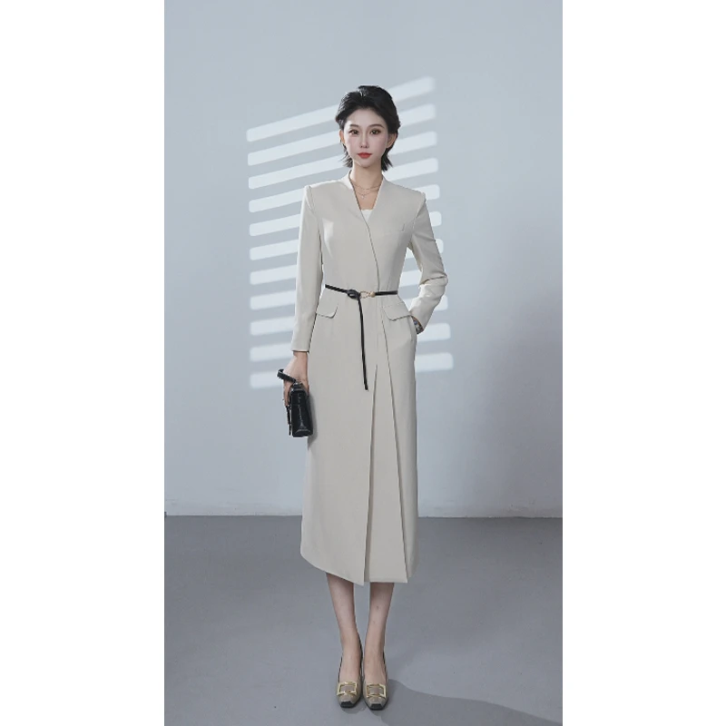 [耀飞原创]早秋新款优雅气质简约法式设计风收腰显瘦时尚连衣裙