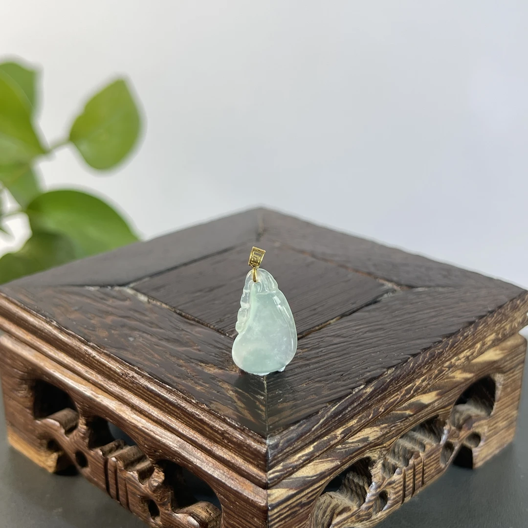 JYB02-21  天然缅甸A货翡翠  18K金扣钱袋子