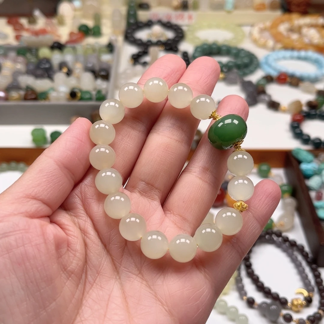 和田玉未镶嵌手链单圈手串