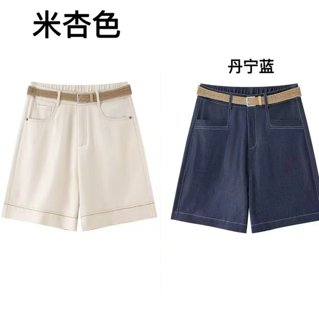 莱赛尔短裤夏季新款女时尚休闲宽松莱赛尔牛仔直筒五分短裤