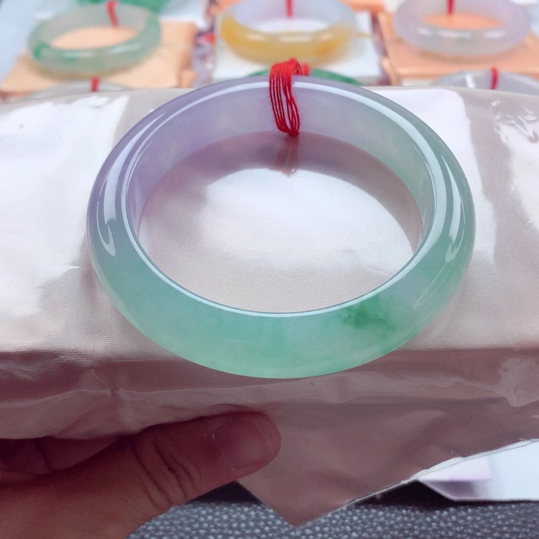 翡翠未镶嵌手镯59.2起胶冰春彩种色兼备A