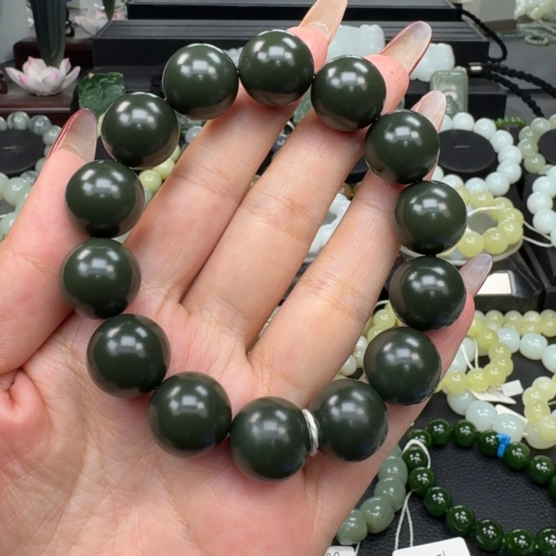 和田玉未镶嵌手链和田玉新疆沙枣青卡16