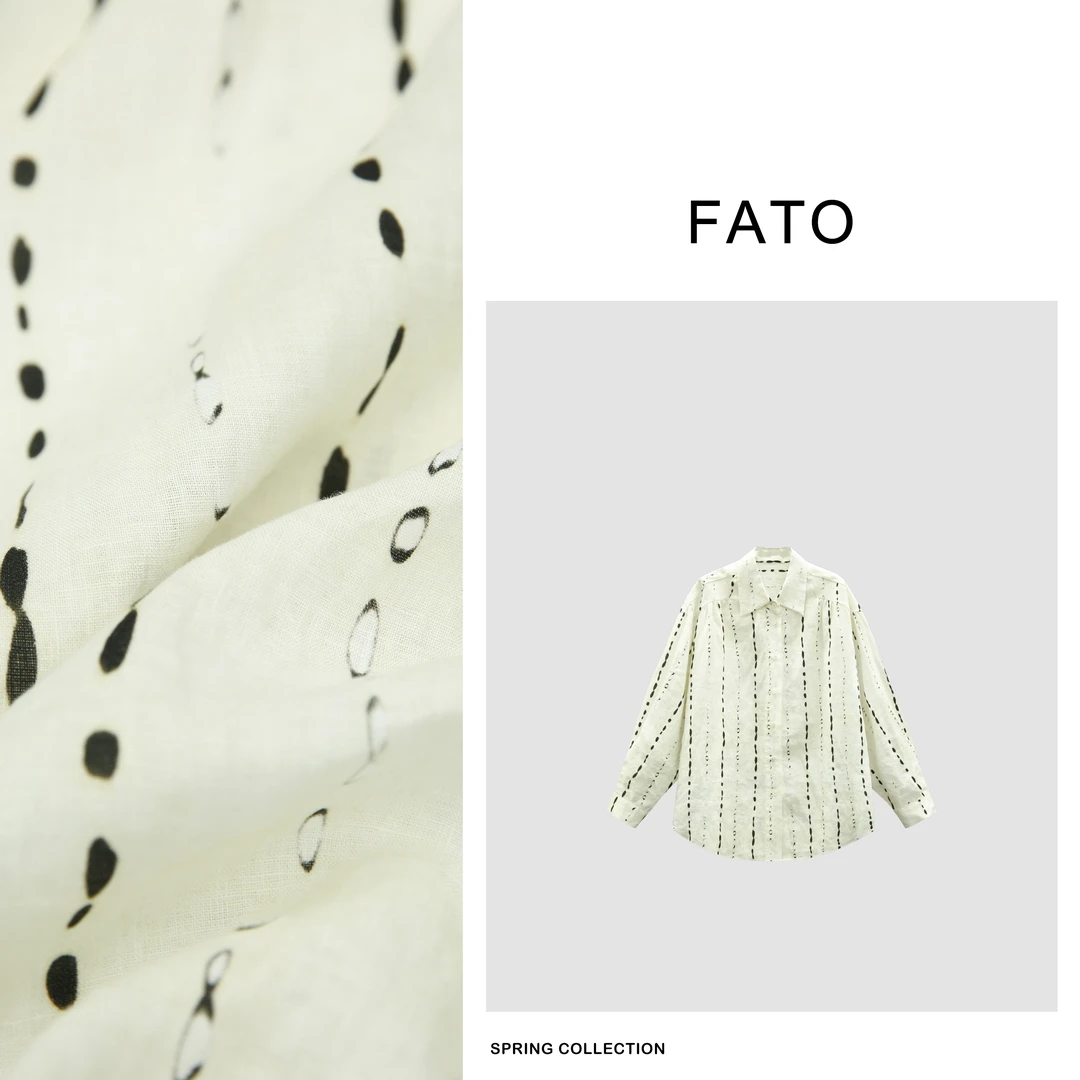 fattonny郑买买【涂白】夏款防晒慵懒竖纹理亚麻衬衫 YZ50307C2