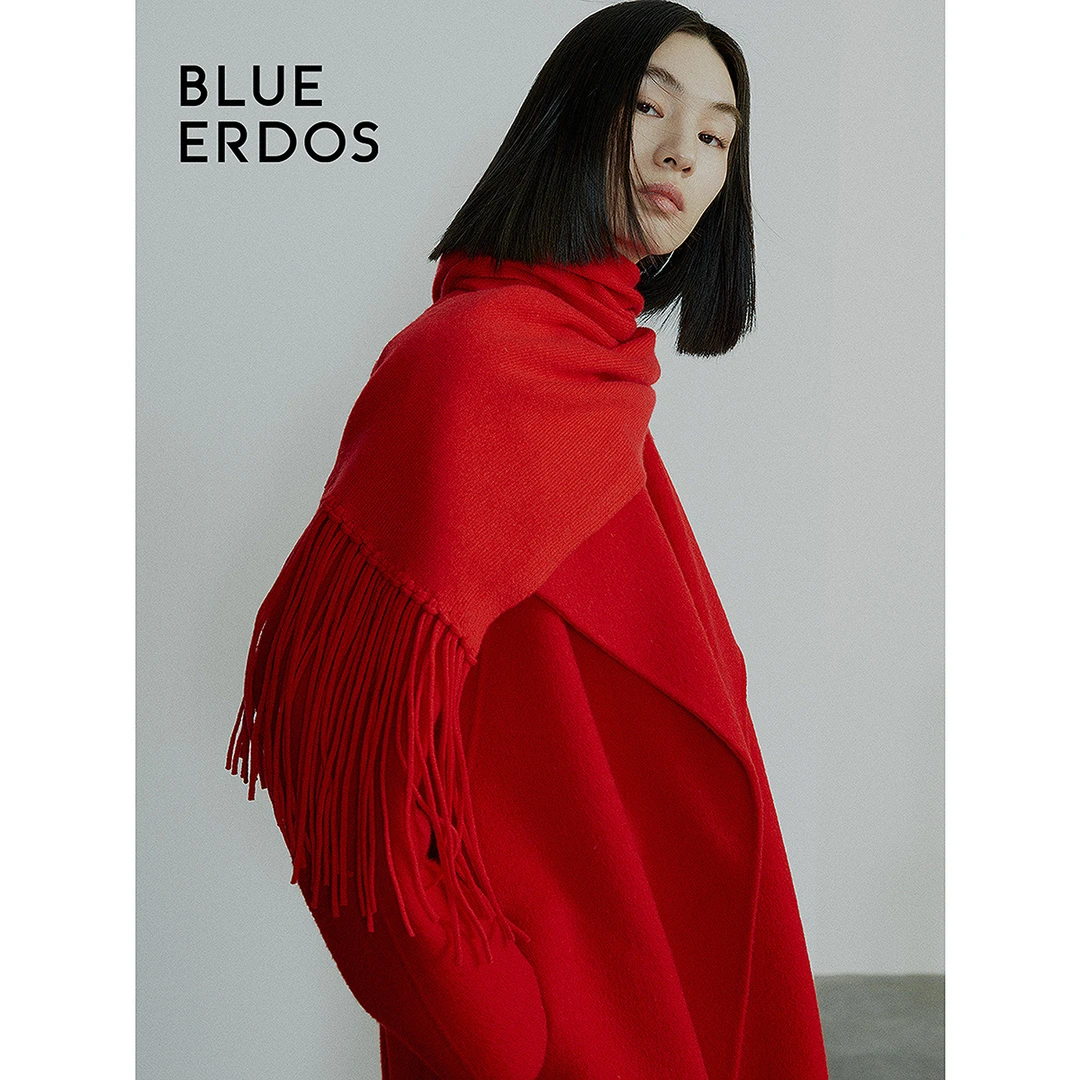 【明星同款】BLUE ERDOS秋冬配饰新年纯色红围巾B246R0006