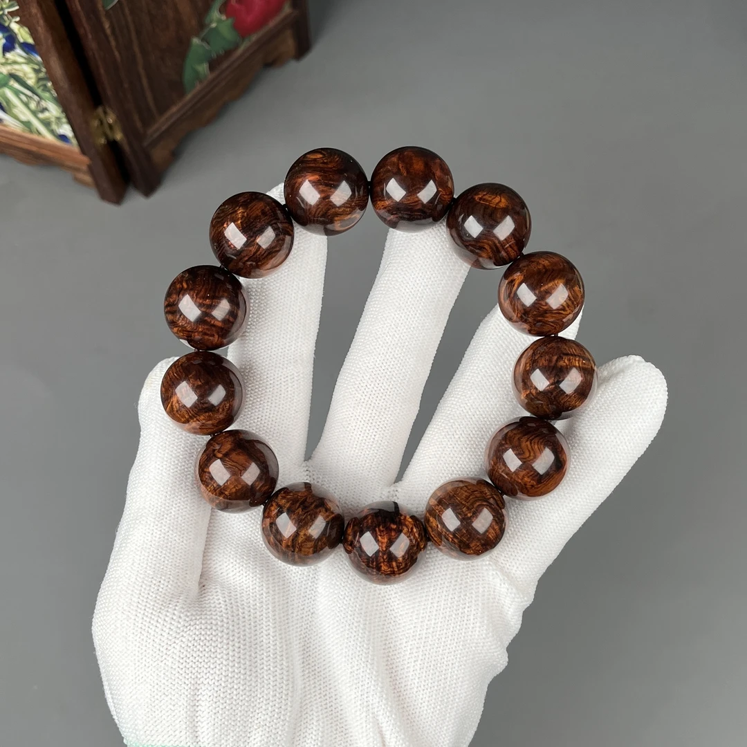 正宗海南黄花梨老料1.8手串纹理饱满水波荡漾保真送礼文玩手串