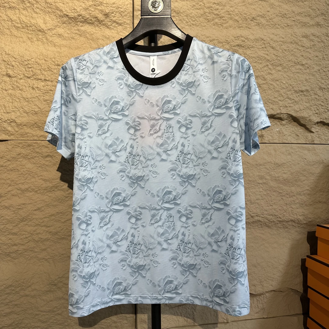 男士印花镂空夏季常规圆领短袖休闲时尚冰爽空调速干T恤F227