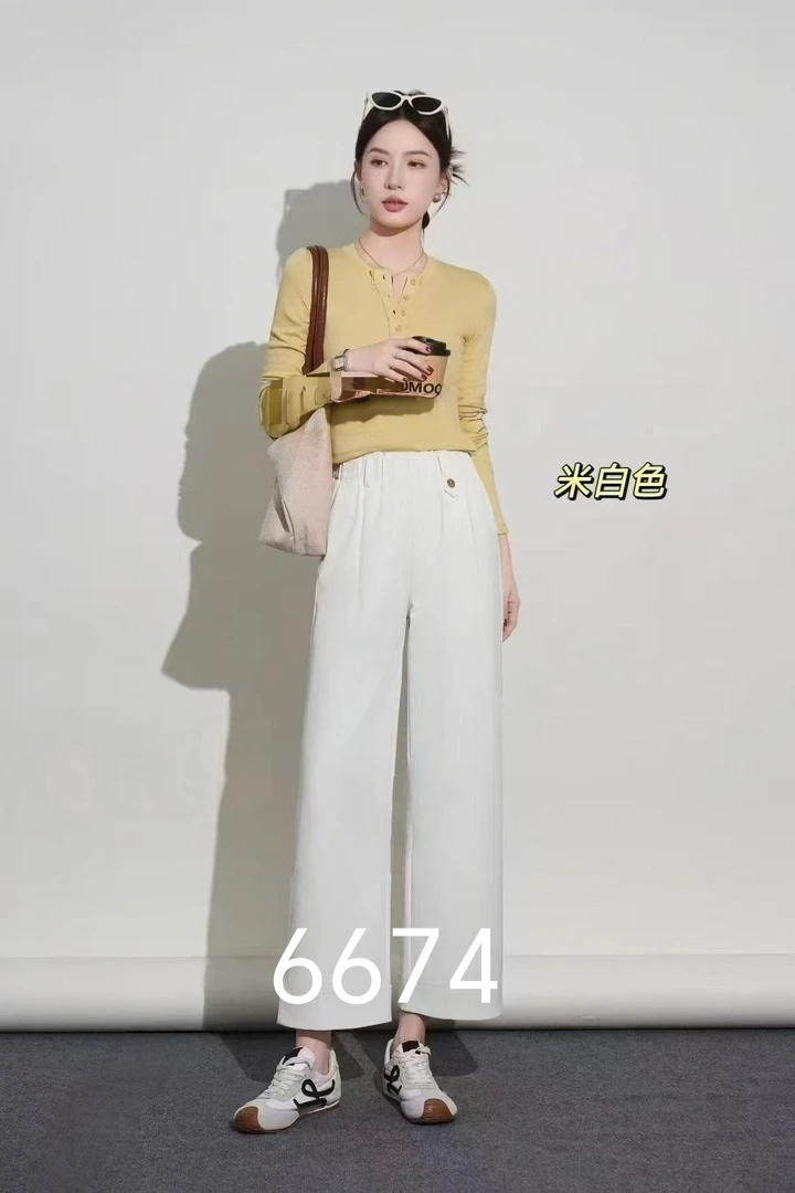 【钛金棉】高腰显瘦阔腿裤女2025秋季新款休闲时尚百搭松紧腰直筒裤