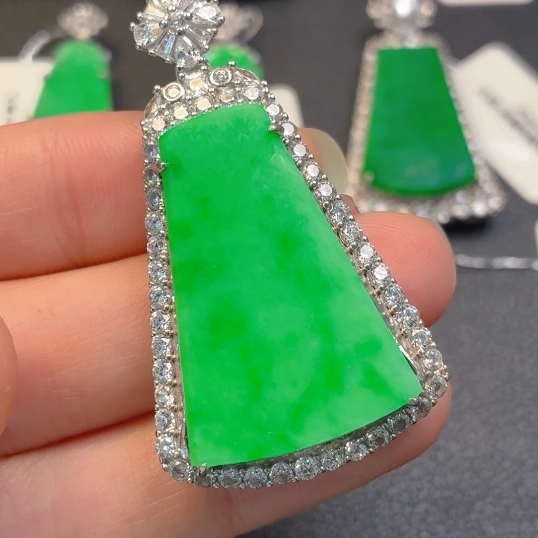 翡翠银S925镶嵌吊坠(不含链)