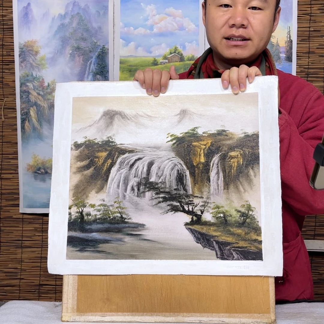 油画行路人小院绘画作品竞拍