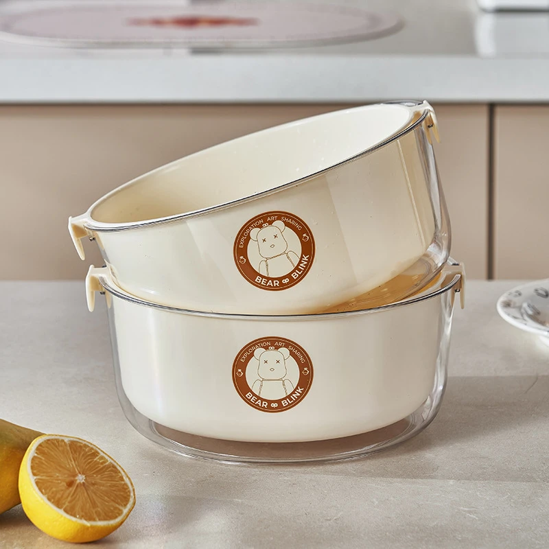 创意小熊沥水篮洗菜篮双层沥水篮塑料滤水篮洗水果篮子厨房沥水盆