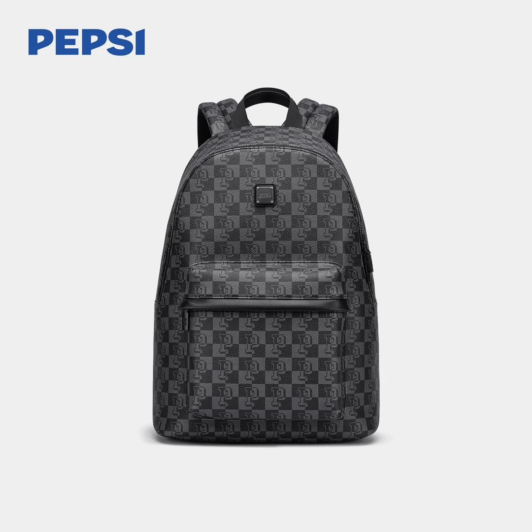 Pepsi/百事潮流字母印花棋盘格百搭双肩包休闲大容量学生电脑背包