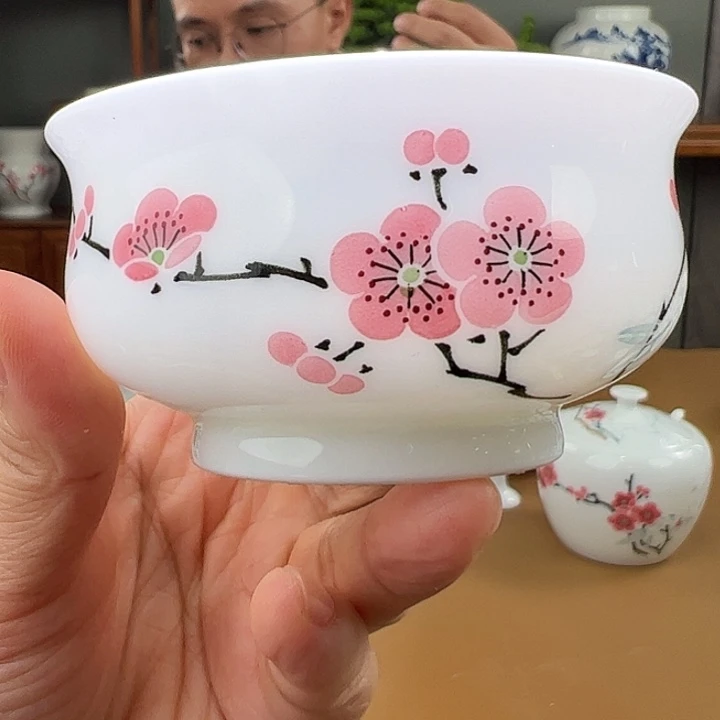 玉泥翠竹红梅炉式杯