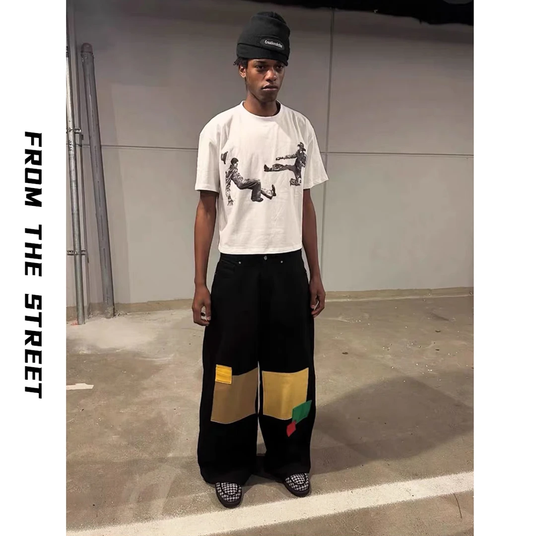 FROM THE STREET来自街头美式小领口短宽boxy索罗娜短袖T恤男女潮