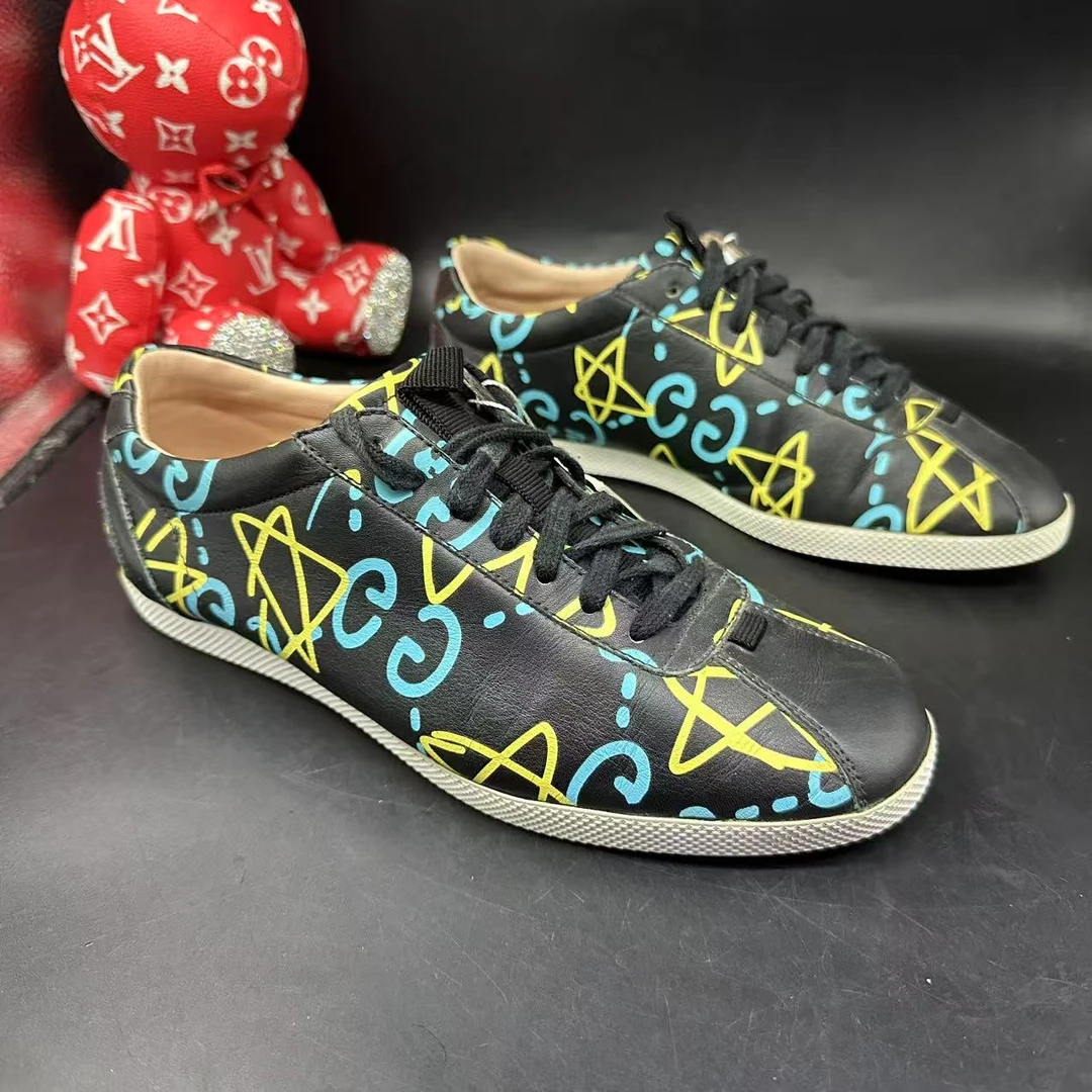 95新 GUCCI/古驰 【AO福利】40.5欧码 男士五角星印花鞋gl276