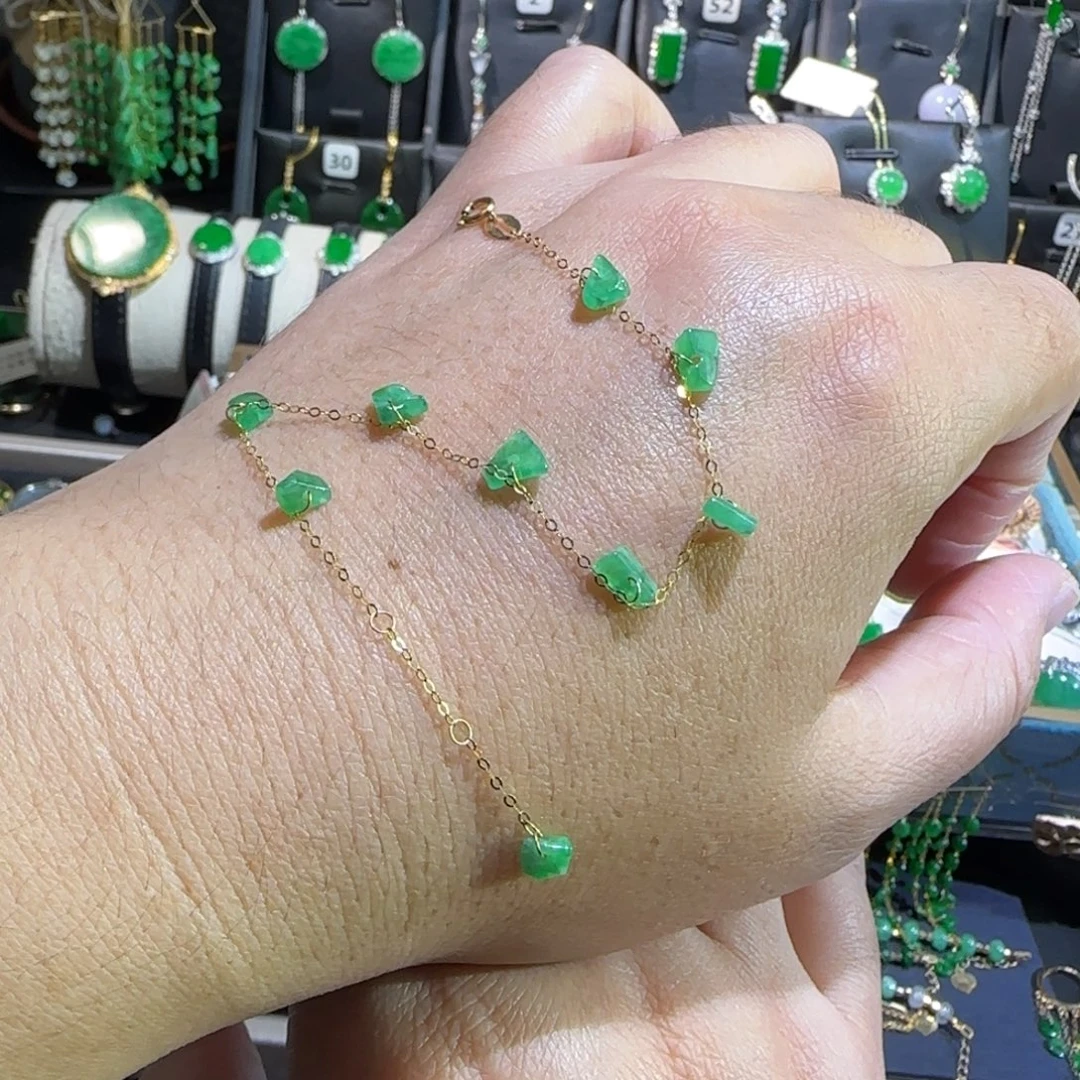 翡翠18K金镶嵌颈饰手链