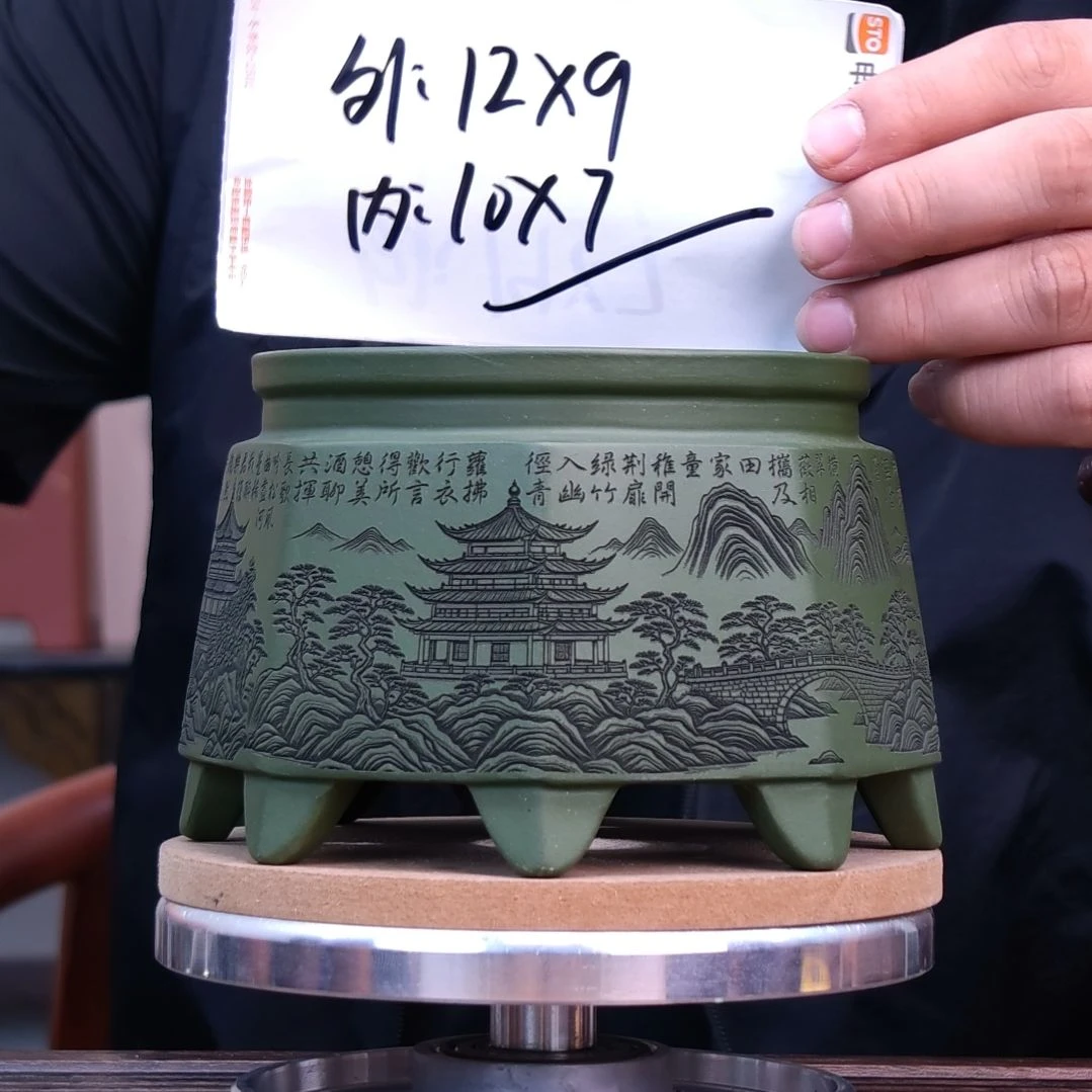 紫砂花盆同喜同喜