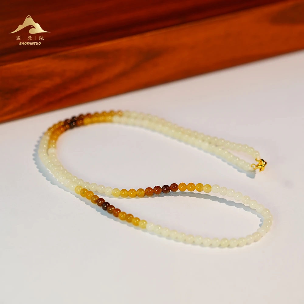 宝梵陀和田玉渐变糖白项链【扣肉推荐】2213