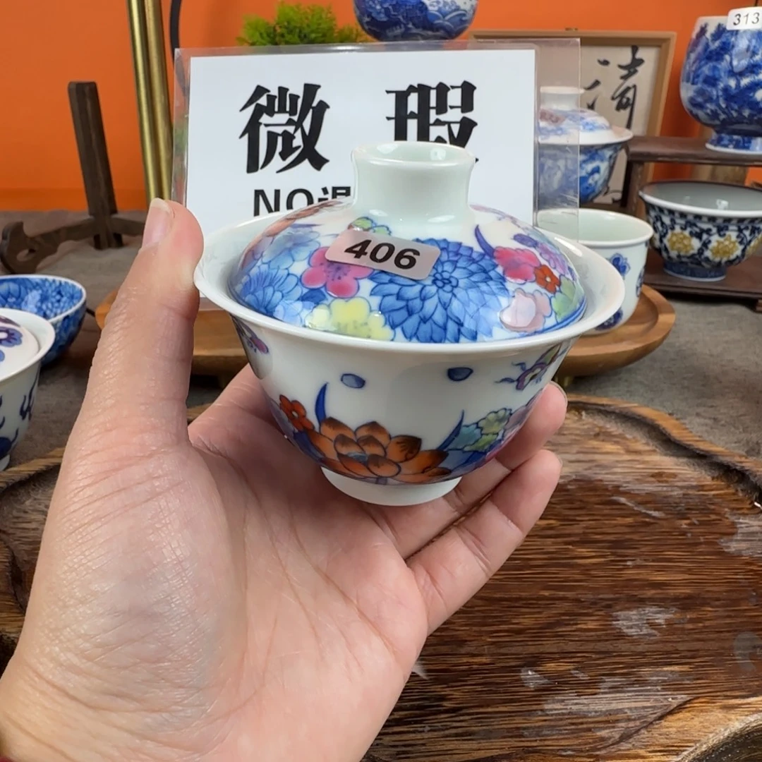 游***詹瓷片景德镇青花手绘茶器406