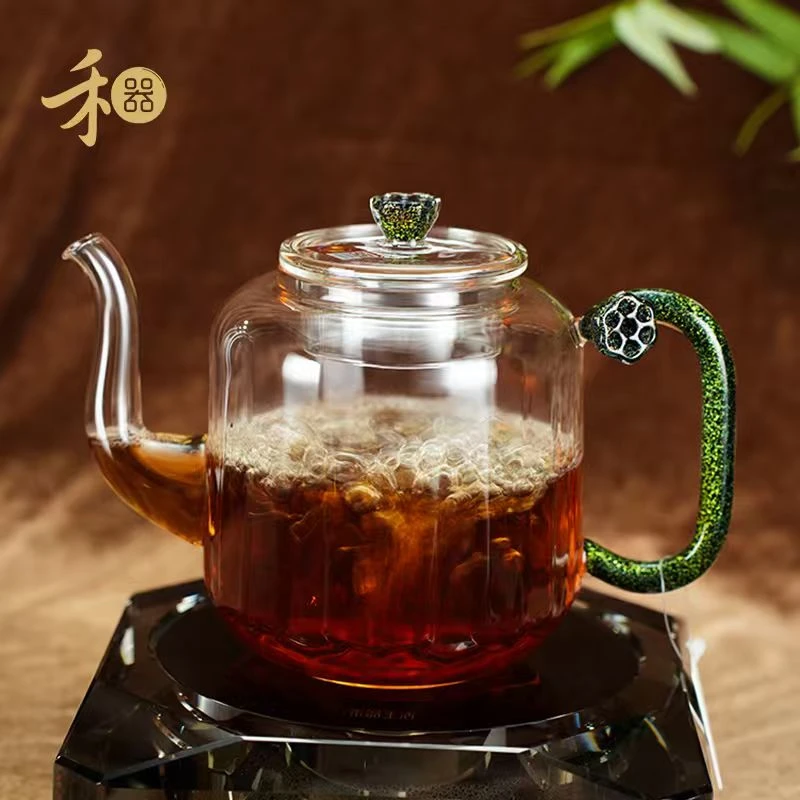 禾器炫彩·莲君壶高硼硅玻璃煮茶壶高端茶壶建议容量：禾器茶具