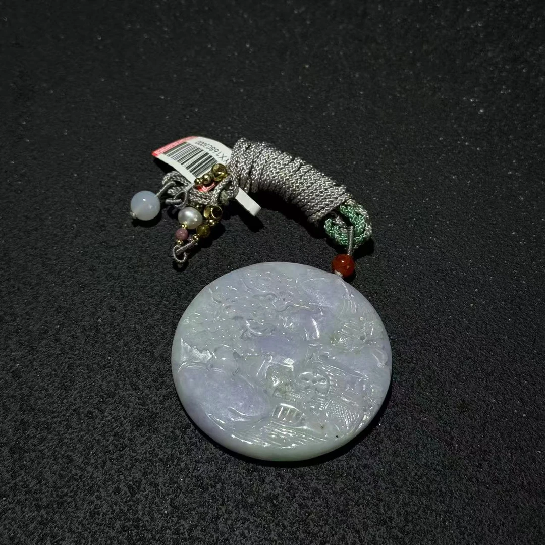 【云霞珠宝】翡翠雕刻镯心牌D060136—多样性发其一