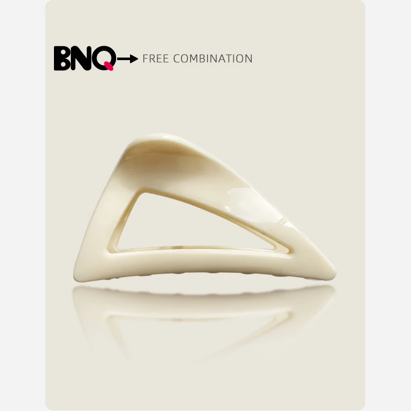 比你俏三角PC抓夹奶白色后脑勺鲨鱼夹大号发量多气质简约发夹高级