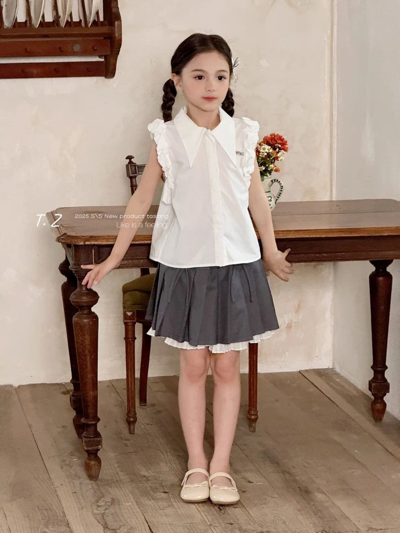 女童JK套装白色衬衣